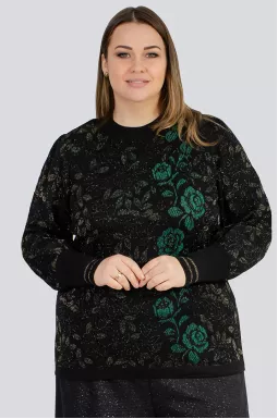 Джемпер в'язаний з блискучим принтом великих розмірів