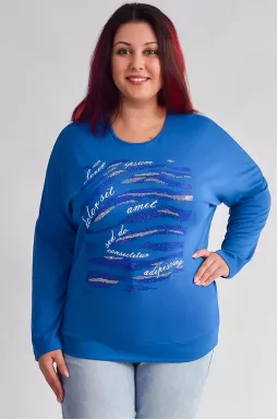 Джемпер короткий зі стразами та написами великих розмірів