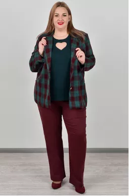 Джинси завужені у кольорах бордо і оливка великих розмірів