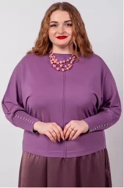Джемпер короткий з декоративними намистинами на рукавах великих розмірів