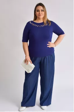 Джинси широкі з поясом на резинці великих розмірів