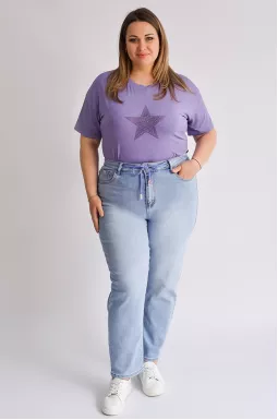 Джинсы 7/8 с поясом-шнурком больших размеров