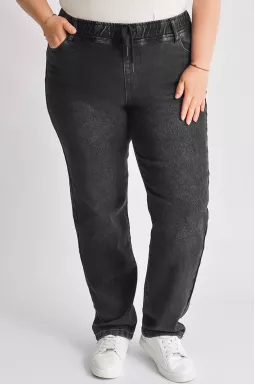 Джинсы зауженные графитового цвета больших размеров