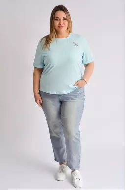 Джинсы 7/8 из светлого денима больших размеров