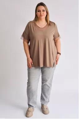 Джинсы 7/8 светло-серого цвета больших размеров