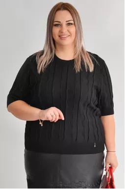 Джемпер з хвилястим рельєфом і коротким рукавом великих розмірів