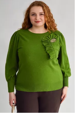 Джемпер з люрексовим блиском та рюшевим акцентом великих розмірів