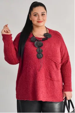 Джемпер з дрібною фактурною в’язкою та кишенею великих розмірів