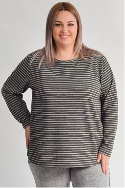 Джемпер у смужку з люрексовим блиском великих розмірів