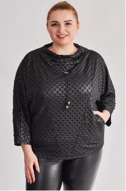 Джемпер з рельєфним візерунком в чорному кольорі великих розмірів