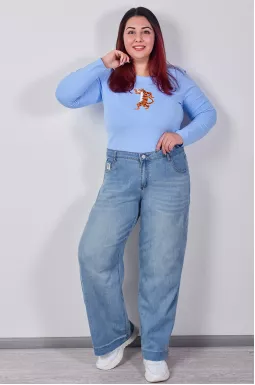 Джинси класичного крою у блакитному відтінку великих розмірів