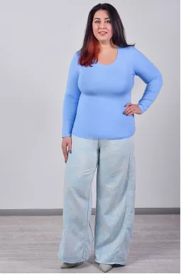 Джинси широкі з декоративною вишивкою великих розмірів