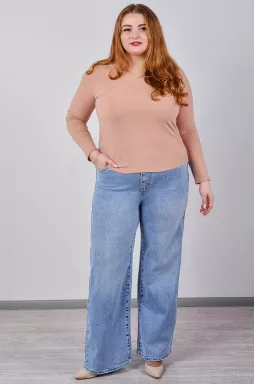 Джинси широкі з декоративним шнурком великих розмірів