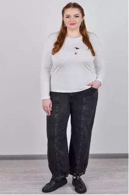 Джинси банани в графітовому кольорі з декоративними швами великих розмірів