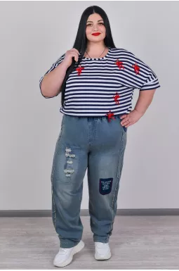 Джинси банани з фактурним декором великих розмірів