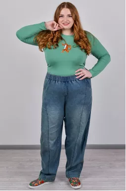 Джинси банани з акцентними вертикальними швами великих розмірів