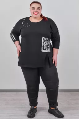 Джинси 7/8 з еластичним поясом та декоративним шнурком великих розмірів