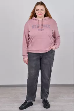 Джинси банани графітового відтінку з акцентним декором великих розмірів