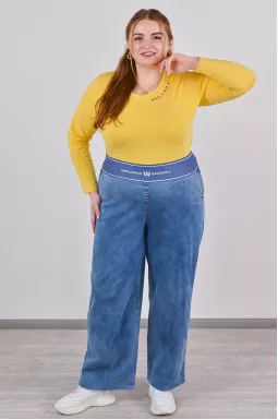 Широкі джинси з фактурними вертикальними лініями великих розмірів