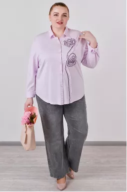 Джинси в сірому кольорі з кишенями та акцентним ременем великих розмірів