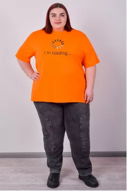 Джинси в графітовому відтінку з декоративними швами великих розмірів