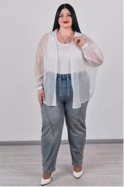 Джинси банани блакитні з декоративним оздобленням великих розмірів