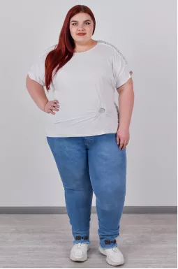 Джинси 7/8 з декоративним акцентним низом великих розмірів