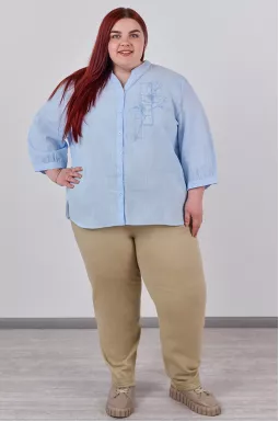 Джинси 7/8 з фактурним орнаментом на поясі та манжетах великих розмірів