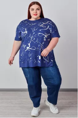 Джинсы бананы с накладными карманами больших размеров