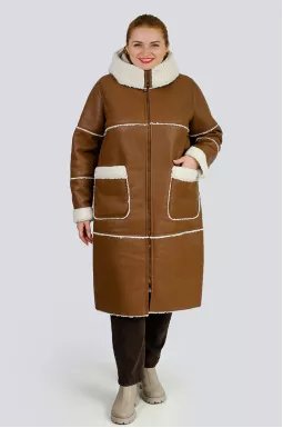 Дублянка довга з хутром великих розмірів