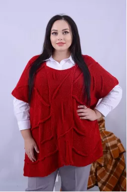 Вязаный удлиненный жилет батал