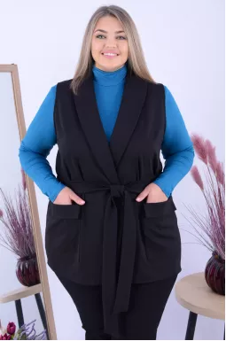 Удлиненный жилет с поясом супер батал