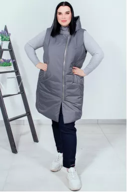 Жилет средней длины с принтом на спине  супер батал