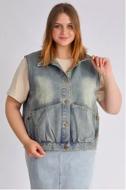 Джинсовый жилет короткий больших размеров