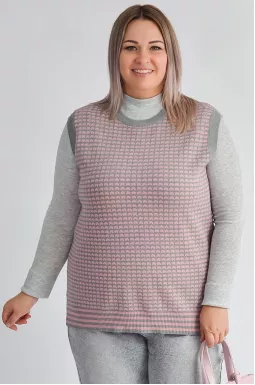 Короткий жилет с геометрическим узором больших размеров