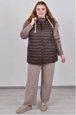 Жилет у двоколірному виконанні з капюшоном великих розмірів