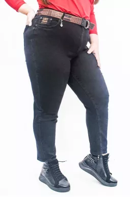 Джинсы 7/8 с поясом батал