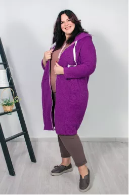 Длинный кардиган из искусственного меха батал