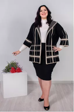 Кардиган короткий з геометричним принтом батал