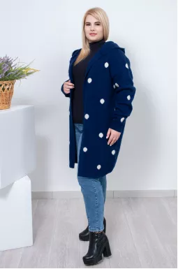 Кардиган короткий в'язаний в горох батал