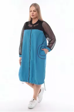 Довгий кардиган з сіточкою батал 