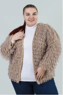 В'язаний кардиган з довгим ворсом батал