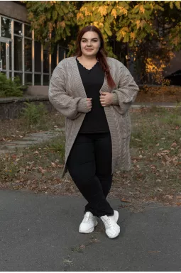 Кардиган длинный вязаный батал