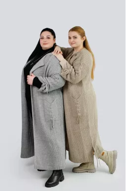 Кардиган длинный с завязками и пуговицей супер батал