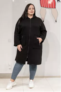 Кардиган длинный с молнией и карманами супер батал