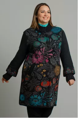 Кардиган с принтом-вышивкой больших размеров