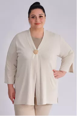 Кардиган короткий с украшением больших размеров