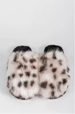 Капці з еко-хутра з анімалістичним принтом великих розмірів