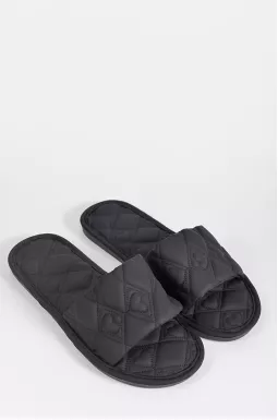 Тапочки черного цвета с декоративной строчкой больших размеров