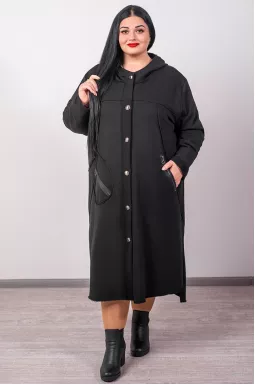 Черный кардиган на пуговицах с оригинальными карманами больших размеров